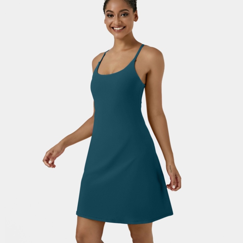 NWT HALARA Teal Strappy Midi Dress NEVER WORN.